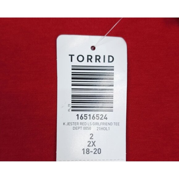 Torrid 2X Long Sleeve Girlfriend Tee Classic Fit 65% Polyester 35% Cotton V-Neck - Picture 5 of 6